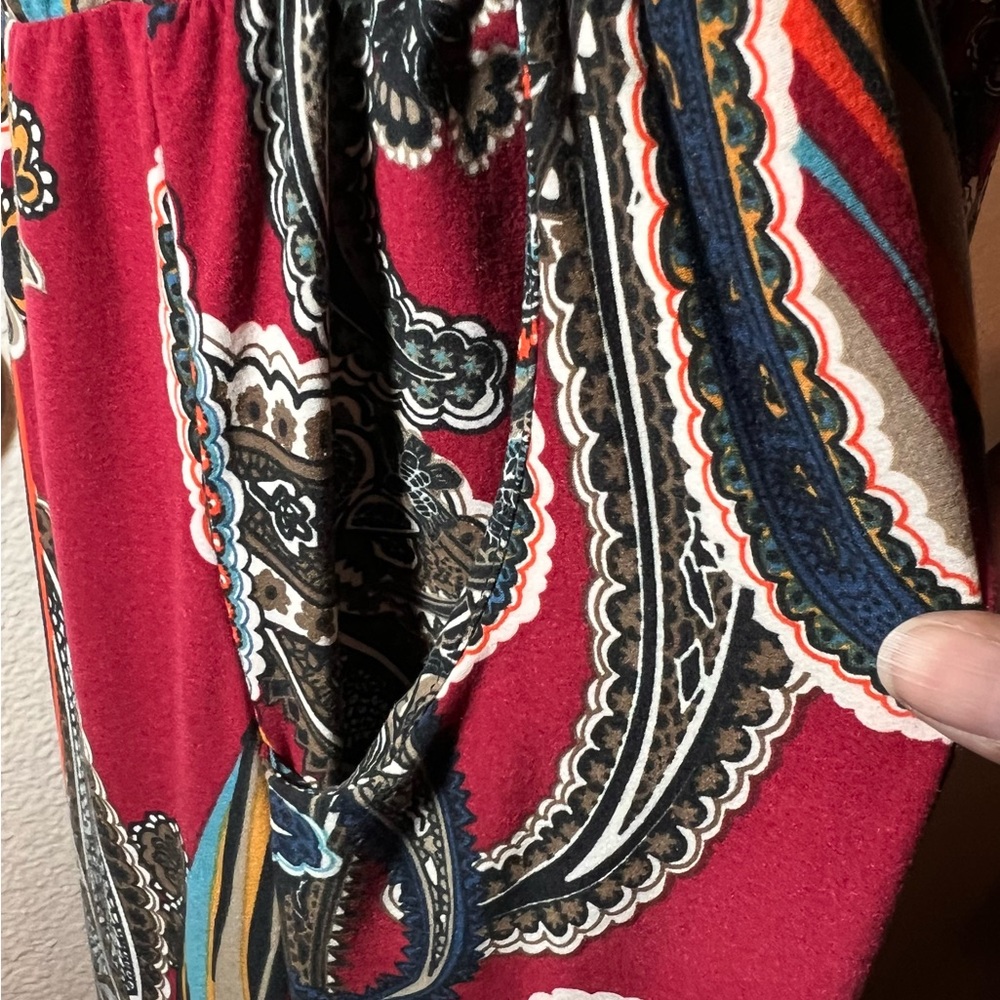 Paisley Burgundy Print Wide-Leg Jumpsuit (14-16) - Picture 6 of 9